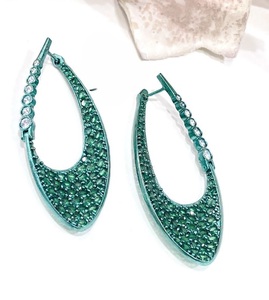 Charming Premium Quality Brass <b>Silver</b> Plated CZ Zircon Statement <b>Hoop</b> <b>Earring</b> <b>For</b> <b>Women</b> Wedding Wear Collection - Product Image 2