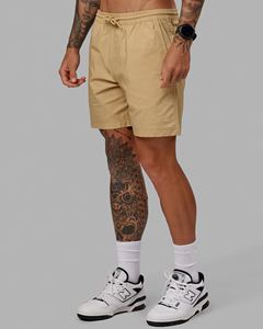 Pantalones Cortos Bermuda para Hombre, Color Caqui Sólido, Cintura Media, Estilo Casual, Tejido de Algodón, Bolsillos, Cintura Elástica - Product Image 6
