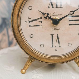 Vintage Gold Desk <b>Clock</b> With Bird Top Antique Style Roman Numerals Tabletop Decorative <b>Clock</b> - Product Image 4