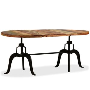 โต๊ะรับประทานอาหารท็อปไม้รีเคลมหลากสีพร้อมขาเหล็ก - Product Image 2