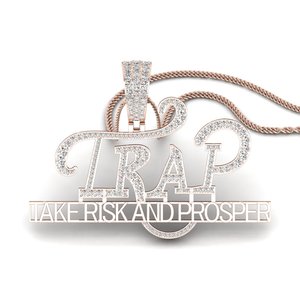 Colgante de Lujo con Letras 'Take Risk And Prosper', Moissanita + Plata 925 con Cristal, Joyería de Moda Unisex para Regalo - Product Image 2