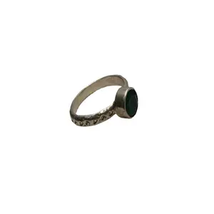 天然绿色玛瑙宝石圆形刻面切割925纯银戒指印度制造商批发银宝石戒指