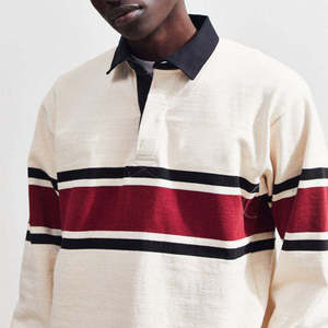 Camisas de rugby para hombre de manga larga con cuello vuelto y botones, de tela de algodón grueso, con estampado liso, de corte holgado, tipo polo. - Product Image 3