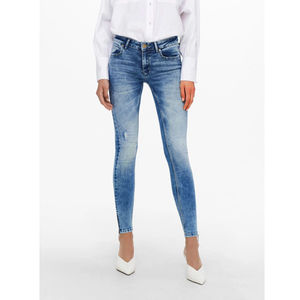 Vaqueros ajustados de mezclilla con cintura personalizada, efecto desgastado, estilo casual, hasta el tobillo, con logo sexy en la cintura - Product Image 1