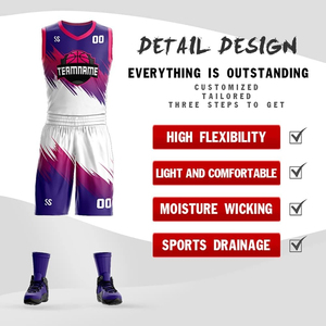 Conjunto de Uniforme de Baloncesto Personalizable con Impresión por Sublimación, 100% Poliéster, Transpirable, Ligero, para Hombres Adultos, con Logotipo y Color Personalizados - Product Image 5