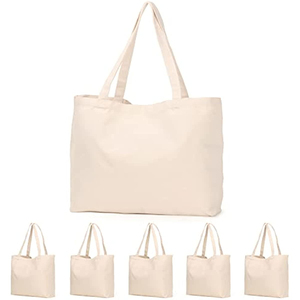 Sac fourre-tout en coton uni, écologique, design tissé, grande taille, avec un ensemble de cinq petits sacs, couleur beige, design tissé, fournisseur OEM - Product Image 5
