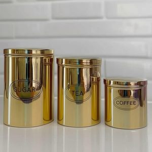 Vintage Design Hammered Gold Brass <b>Canisters</b> With Airtight Lids For <b>Kitchen</b> Spice Storage Organizer <b>Set</b> Handcrafted - Product Image 3