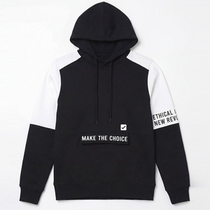 Sweat à capuche raglan noir et blanc pour homme, imprimé Make Choice, streetwear, écologique, 100% coton, molleton français, coupe classique, vêtements d'hiver - Product Image 1