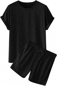 Heavyweight 100% Cotton 210GSM Eco-Friendly Quick Dry Custom DTF Printed Logo O-Neck Loose Fit t-shirt & short men's 2 piece set - Product Image 6