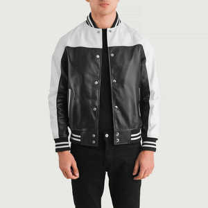 High Quality Letterman Varsity <b>Jackets</b> Wool Body Genuine Leather Sleeves Stand Front Waterproof Winter Wear Smart Stylish Men's - Product Image 1