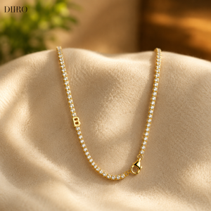 Collier en or jaune plaqué moissanite, pendentif lettre B en diamant taille ronde, bijoux personnalisés pour femme, usage quotidien - Product Image 6