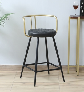 Metal bar Chair Gold Black Finish PU Leather Seating Modern Luxury <b>Adjustable</b> bar <b>Stool</b> Counter <b>Height</b> No Armrest Kitchen bar - Product Image 4