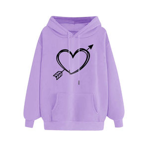 Sudadera con capucha rosa ligera de manga larga con estampado gráfico de corazón y amor, sudadera con capucha moderna con logo personalizado para mujer - Product Image 4