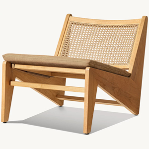 Minimalist One Seat Garden <b>Sofa</b> With <b>Wooden</b> Frame With Rattan And Gray Cushions Outdoor Furniture - Harper - Product Image 5