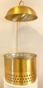 Modern Wood & Stainless Steel Food Warmers <b>Brushed</b> Metal Finish <b>Round</b> Casseroles Minimalist Hotpot for Home & Hotel - Product Image 2