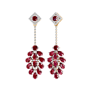 ต่างหูทองคำแท้ 14K 18K ประดับพลอยทับทิมทรงลูกแพร์สีแดง ดีไซน์ยาวห้อยระย้า พร้อมใบรับรอง IGI ของขวัญสำหรับผู้หญิง - Product Image 2