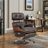 Fauteuil de Bureau Moderne et Confortable à Dossier Haut avec Soutien Lombaire, Pivotant en Cuir de Direction avec Repose-Pieds