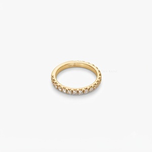 Round Cut Lab Grown Diamond Half Eternity <b>Ring</b> 10K 14K 18K Solid Gold IGI Certified Anniversary <b>Ring</b> Elegant Engagement Jewelry - Product Image 2