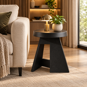 Modern Geometric Black <b>Stool</b> Contemporary Round <b>Seat</b> Durable Accent Seating for Living Room Bedroom Decor Furniture | Versatile - Product Image 3