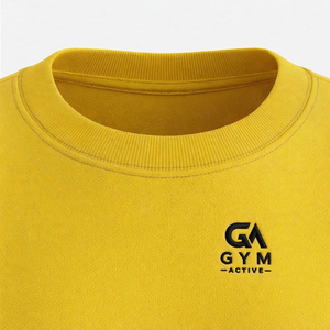 <b>GYM</b> ACTIVE ENTERPRISES Men's Casual Short Sets Logo Digital Printing Yellow Knitted Crew Neck <b>Sweatshirt</b> Set Solid Color - Product Image 3