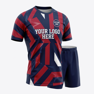 ชุดเสื้อฟุตบอลพิมพ์ลายโพลีเอสเตอร์ 100% แบบสั่งทำพิเศษ สำหรับทุกเพศทุกวัย ใส่ได้ทุกฤดู ระบายอากาศได้ดี ซับเหงื่อด้านหน้า คอกลม แขนสั้น - Product Image 1
