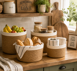 Cesta de Almacenamiento Redonda Simple Tejida con Cuerda de Algodón, Ecológica, Ahorra Espacio, Mini Organizador para Baño, Guardería, Sala de Estar - Product Image 2