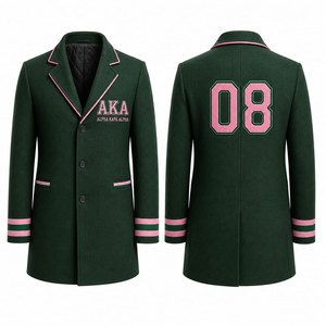 Blazer rose en mélange de laine pour femme GE, style grec, manches longues, pour sororité, fraternité, affaires, manteau élégant - Product Image 1