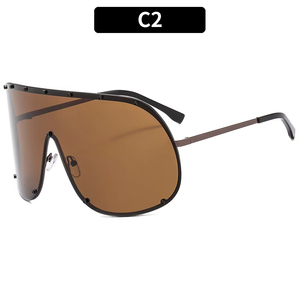 Gafas de Sol Unisex Extra Grandes de Diseño Moderno para Mujer, Estilo Y2K, Color Negro, Lentes de PC con Protección UV400, Diseño de una Pieza, Estilo Punk, Venta al Por Mayor 2025 - Product Image 3