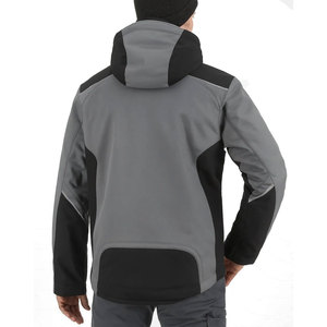 Men's Gray <b>Hooded</b> Waterproof <b>Jacket</b> With Zipper Closure Sporty Style Winter Wear Polyester <b>Shell</b> - Product Image 5