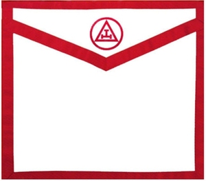 Tablier de cérémonie Royal Arch Chapter blanc avec triple tau rouge, tablier de regalia premium, broderie dorée à la main - Product Image 2
