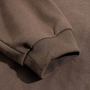 Men's Hooded Sweatshirt Brown Navy Patchwork Regular Fit Casual Knitted Cotton French Terry Autumn Wear - Product Image 5