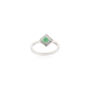 925 Sterling <b>Silver</b> Kite Shape Natural Princess Cut <b>Emerald</b> & Round Cut Blue Sapphire Women's Fine <b>Ring</b> Wholesale Jewelry - Product Image 6