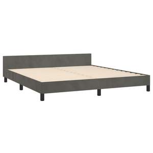 Dark Gray <b>King</b> Velvet <b>Bed</b> Frame Without <b>Mattress</b> Up-Holstered Product - Product Image 4