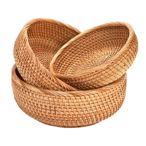 Natural Wicker Fruit <b>Bread</b> <b>Basket</b> Handmade Rattan Round Storage <b>Basket</b> for Kitchen Dining - Product Image 1