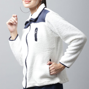 Manteau en fausse fourrure Sherpa pour femme, respirant, chaud, en polaire, décontracté, à capuche, avec fermeture éclair, col zippé, veste pour la neige, confortable, fermeture à boutons - Product Image 5