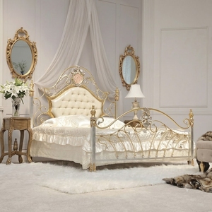 Cadre de lit réglable Queen Size de luxe en fer forgé de style victorien, avec revêtement en cuir, fait main, robuste, en fer noir antique pour - Product Image 4