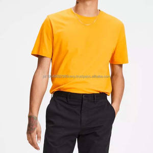 เสื้อผ้าผู้ชายขายส่งคุณภาพพรีเมียมราคาถูก เสื้อเชิ้ตผู้ชายไซส์ใหญ่ ผ้าฝ้าย 100% สีเหลือง คอกลม สำหรับฤดูร้อน - Product Image 5