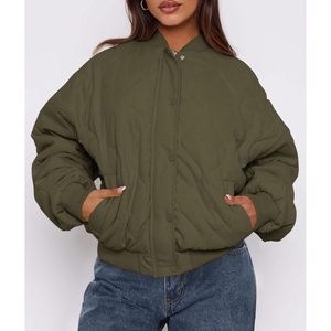 Chaqueta Bomber Acolchada Ligera con Cremallera para Mujer, Chaqueta de Invierno con Bolsillos, Moda Otoño 2025, Diseño Sólido - Product Image 3