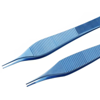 Pince à tissus ophtalmique Adson de précision, chirurgicale, bleue, en acier inoxydable allemand