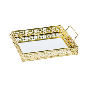 Luxury Hammered Metal Serving <b>Tray</b> Set Handcrafted Decorative <b>Black</b> & Gold Nested <b>Trays</b> With Handles For Ottoman Coffee Table - Product Image 2
