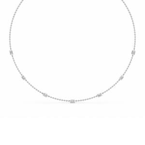 Collier chaîne avec diamant de laboratoire taille émeraude 1,10 CTW, serti clos en or rose 9K, bijoux fins, 18 pouces - Product Image 4