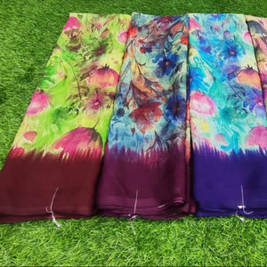 Elegante sari de georgette con blusa, estampado floral, para uso diario, atuendo étnico, fabricante de saris al por mayor - Product Image 1