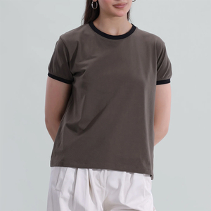 เสื้อยืดลำลองสำหรับผู้หญิง  แบบสวม  สีตามสั่ง แขนสั้น  สไตล์สตรีทแวร์  เรียบง่าย น้ำหนักเบา - Product Image 2