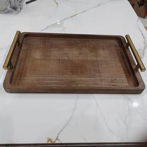 ถาดเก็บของและเสิร์ฟอาหารสุดหรูพร้อมหูจับทองเหลือง ดีไซน์เรียบหรู ยกสูงอย่างมีระดับ เหมาะสำหรับโต๊ะอาหาร โต๊ะกาแฟ และตกแต่งบ้าน - Product Image 2