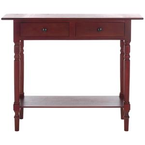 Table basse classique Espresso style vintage avec pieds à tiges et étagère de rangement inférieure, idéale pour couloir étroit - Product Image 1