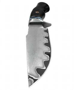 Handcrafted Custom Fixed Blade Outdoor Utility Tool Laminated Wave Steel Blade <b>Polished</b> <b>Black</b> Ebony Wood Resin Space handle - Product Image 2