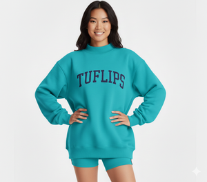 Sudadera de Invierno Oversize para Mujer con Cuello Alto, Diseño Personalizado Bordado, Estampado por Transferencia Térmica, Tejido de Poliéster/Algodón de 180g - Product Image 1