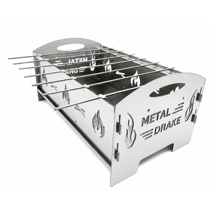 Parrilla de Carbón Portátil Plegable de Acero Inoxidable Premium Moderna Metal Drake para Exteriores, con Pinchos para Kebab, Ideal para Jardín y Camping - Product Image 3