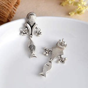 Meera Jaipur Matsya <b>Fine</b> <b>Stud</b> Silver <b>Earrings</b> - Product Image 2