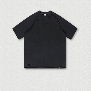 เสื้อยืดพิมพ์ลายสตรีทแวร์วินเทจฟอกสีสไตล์ย้อนยุคสำหรับผู้ชายคุณภาพสูง ขายส่ง ผลิตตามสั่ง ผ้าฝ้ายคุณภาพสูง แขนสั้นเนื้อหนา - Product Image 4
